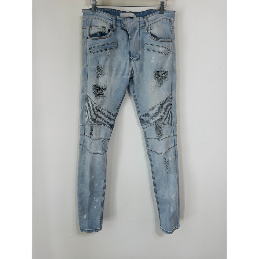 KDNK 1141411 Moto Jeans sz 32‎ distressed thrashed Y2K streetwear biker